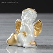 Статуэтка “Ангел“, цвет перламутровый, декор золотистый, 8 см фотография