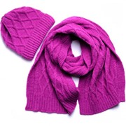 Шерстяной женский комплект: шапка + шарф № 2 фотография