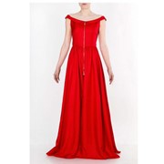 Платье красное длинное на молнии DOMANOFF фото
