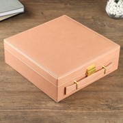 Шкатулка кожзам для украшений чемодан “Розовый питон“ комбинированная 9х26х26 см фото