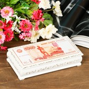 Шкатулка - купюрница «5000 рублей», белая, 8,5×17 см, лаковая миниатюра фото