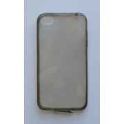 Чехол на Айфон 4/4s тонкий Силикон толщиной 0.5 мм Прозрачный Черный фотография