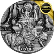 Северный бог Один - Предводитель асов Серебряная монета с ультра высоким рельефом серии “Легенды Асгарда“ фотография