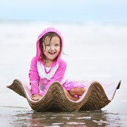 Солнцезащитный пляжный реглан с капюшоном Banz, розово-белый фото