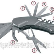 Нож Зубр Мастер складной многофункциональный, 12 в 1, металлическая рукоятка Код:47781 фотография