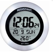Часы настенные электрические Assistant, круглые, 203*34 мм, термометром, календарём фото