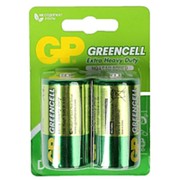Батарейка D GP Greencell R20/2SH, солевая, 2 шт