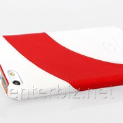 Чехол Hoco for iPhone 5/5S Mixed Color Flip Leather case White/Red (HI-L023W), код 46371 фотография