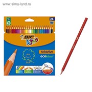 Цветные карандаши 24 цвета, детские, шестигранные, ударопрочные, BIC Kids Evolution фотография