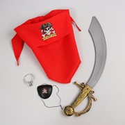 Карнавальный костюм взрослый «Настоящий пират», серьга, наглазник, меч, бандана