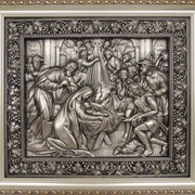 Икона Рождество Иисуса Христа в багете (металлический барельеф, черненый никель). Арт.Гл.1824 фото