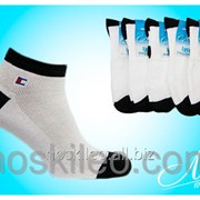 Носки мужские спортивные Лео томми белые c cеточкой фото