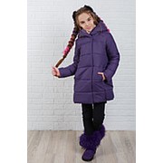 Куртка детская зимняя из плащевки с капюшоном (3 цвета) - фиолетовый KL/-69360