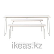 Стол+2скамьи,для,дома,сада, белый, складной ИКЕА фотография