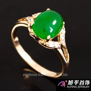 Кольцо лимонное золото “Овальный камень'', (зеленый) 524605(4) фото