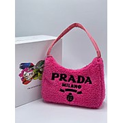 Женская сумка PRADA меховая розовая фото