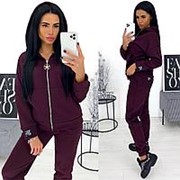 Зимний спортивный костюм женский марсала с капюшоном АА/-111372 фото