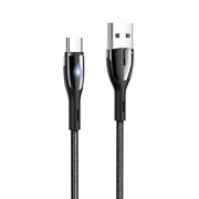 Кабель Hoco U89, USB - Type-C, 3 А, 1.2 м, индикатор, тканевая оплетка, черный фото