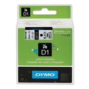 Картридж для принтеров этикеток DYMO D1, 24 мм х 7 м, лента пластиковая, чёрный шрифт, белый фон, S0720930 фотография