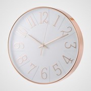 Часы Настенные Белые в Розово-Золотистом Корпусе 30 см. фото
