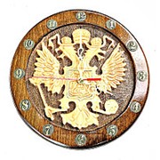 Часы резные “Герб РФ в светлом“ ⌀ 35 см фотография