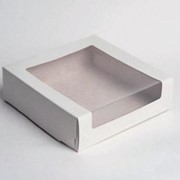 Элегантная коробка для тортов Белая транспортная с окном 180*180*100 фото