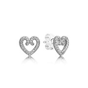 Серебряные серьги Pandora "Ажурные сердца" 297099CZ