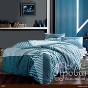 Комплект подросткового постельного белья TAC ATLANTIS хлопковый ранфорс голубой евро фото