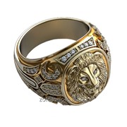 Перстень Злой Лев с бриллиантами фотография