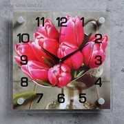 Часы настенные, серия: Цветы, “Тюльпаны“, 25х25 см, микс фотография