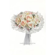 Букет для невесты №09, айвори/розовый (розы латекс, 11 шт) фото