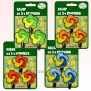 Набор из 3-х крючков Цветочки 4 цвета, код: 27.148 фото