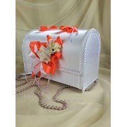 Копилка свадебная Аида, белый/оранжевый фото