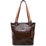 Тёмно-коричневая женская кожаная сумка фото