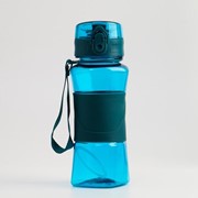 Бутылка для воды 450 мл, с резиновой вставкой, 20х6.5 см, синяя