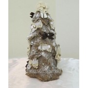 Новогодняя елочка из мешковины в стиле рустик, 17 см (Handmade) фотография