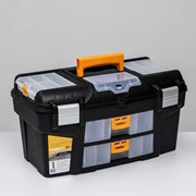 Ящик для инструментов 21' 'Гефест', с двумя консолями и коробками, цвет черный