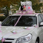 Комплект свадебных украшений на машину мишки и ленты фото