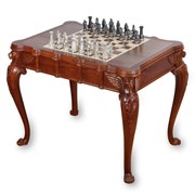 Резной шахматный стол с серебряными фигурками "Наследие Казанского Ханства"