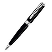 Шариковая ручка Waterman Exception Slim Black Lacquer ST, толщина линии M, посеребрение
