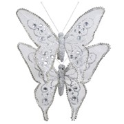 Декор Бабочка из органзы 15х12см сереб фотография