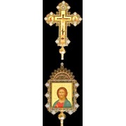 Крест-икона № 21а выпиловка гравировка живопись золочение камни