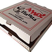 Упаковка картонная для пиццы. Беленая с двухцветной печатью. фото