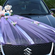 Украшение свадебного автомобиля - мишки и фата на капот