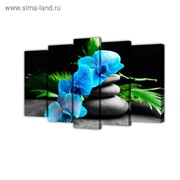 Картина модульная на подрамнике “Голубой цветок“ 2-63*25, 2-71*25, 1-80*25; 125*80см фотография