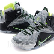 Кроссовки Nike Lebron 12 White Grey Black Green