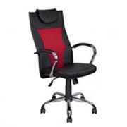 Офисное кресло AV 134 CH МК экокожа/сетка черная/ярко-красная фото