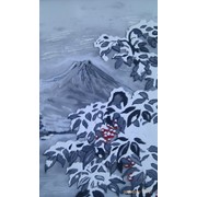 Витражная картина “ Рябина в снегу“ фото