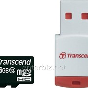 Карта памяти MicroSDHC 16GB Class 10 Transcend + USB-reader (TS16GUSDHC10-P3)
