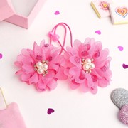 Резинка для волос 'Маленькая модница' (цена за пару) три бусины, розовый (комплект из 6 шт.) фотография